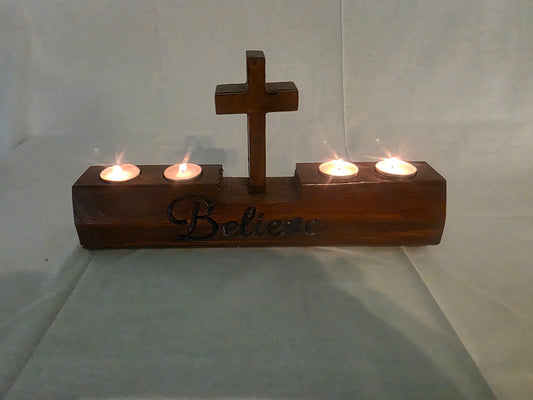 candle holder with cross